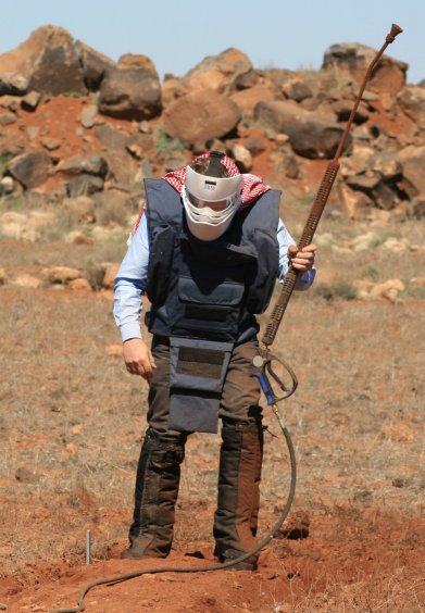 mask worn in minefield